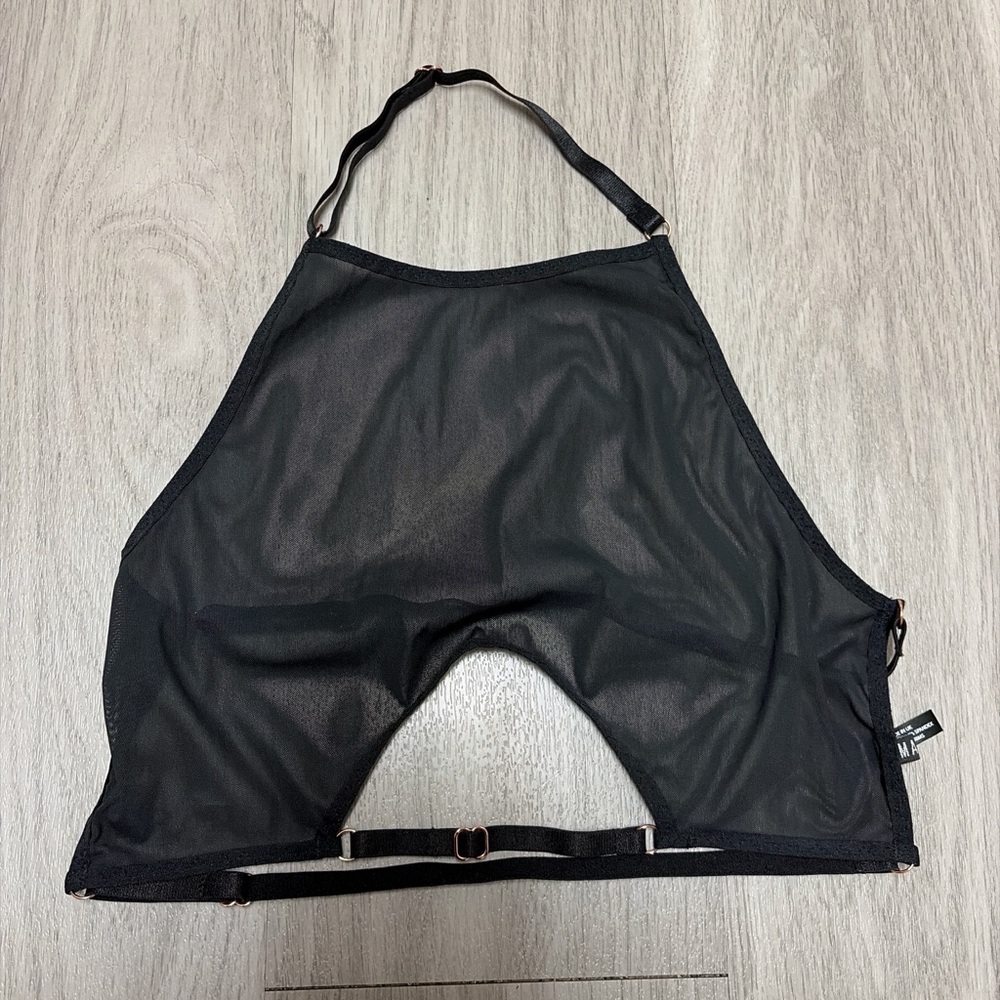 Malice Lingerie Black Sheer Halter Top, size small